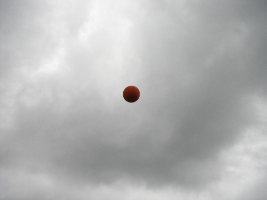 Boll i silhuett mot grå himmel