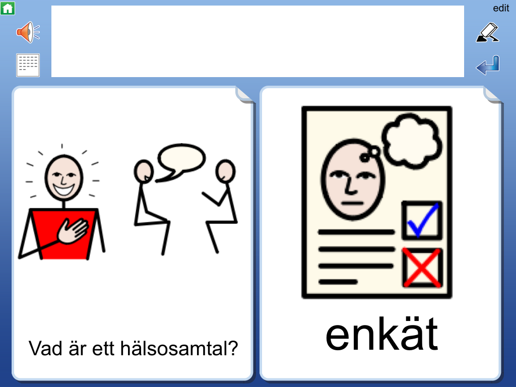 Uppdatering av hälsosamtal med bildstöd i appen Widgit Go SE
