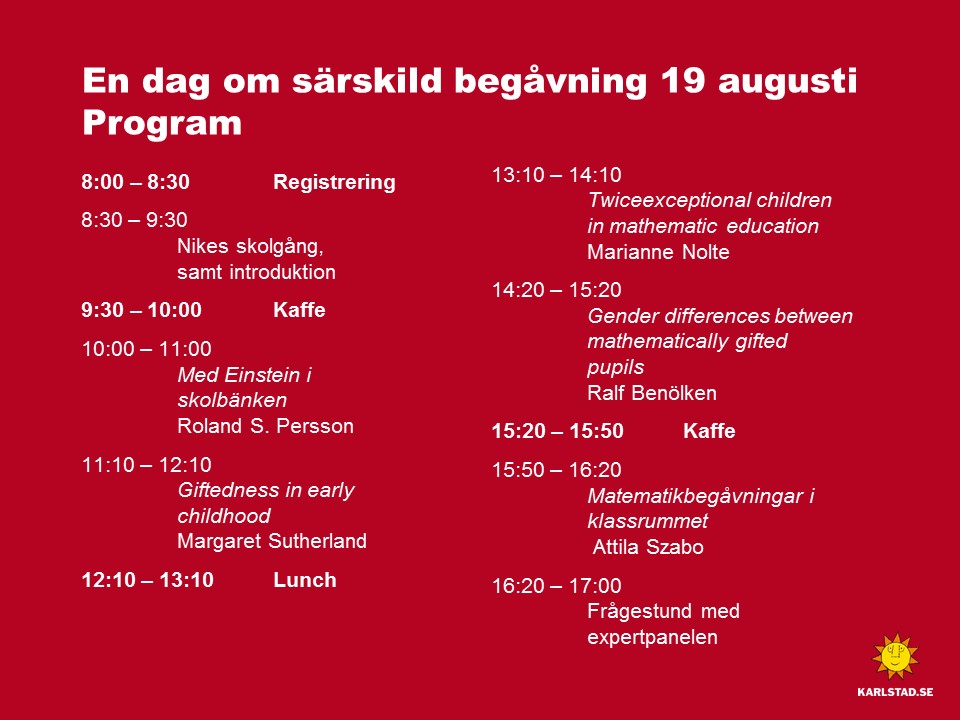 En dag om särskild begåvning – Program