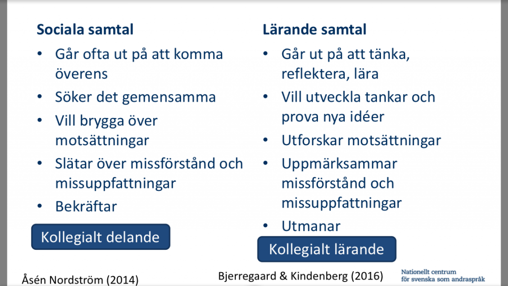 Vad innebär ett kollegialt lärande samtal?