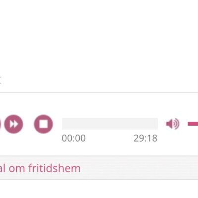 Ljudspelare med texten Samtal om fritidshem